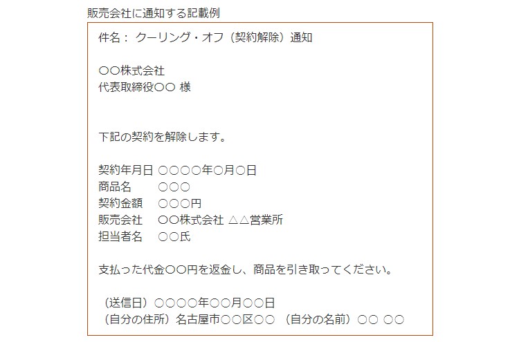 スクショ_クーリングオフ通知の記載例_名古屋市消費生活センター